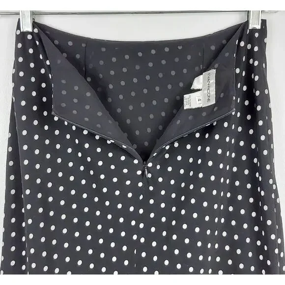 Evan Picón Women's Size 4 Ruffle Knee Length Pencil Skirt Black White Polka Dots - Picture 3 of 10